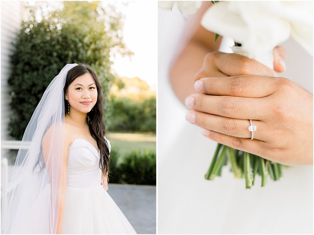 Collage of images with Carina and her ring at Arkansas Wedding Venue