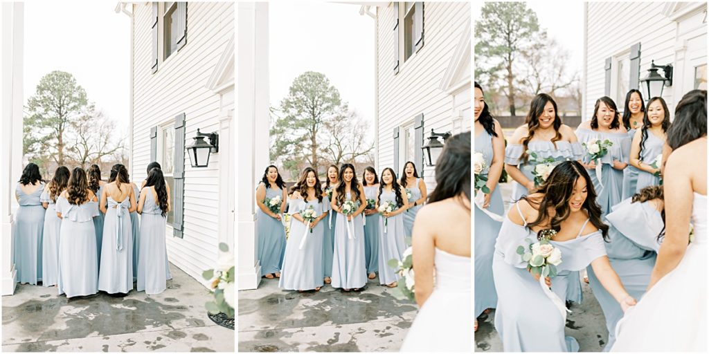 Bride's first look with her bridesmaids
