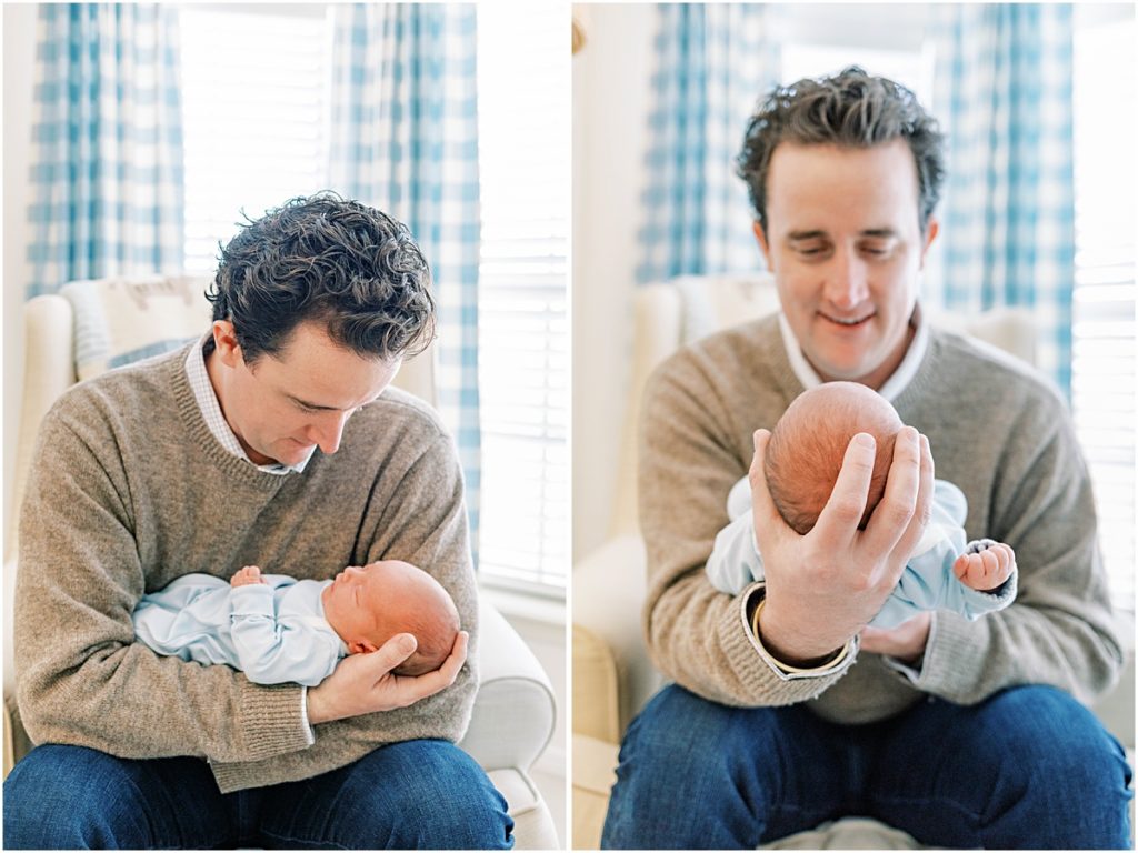 Father Holding Baby James during Newborn Photography session