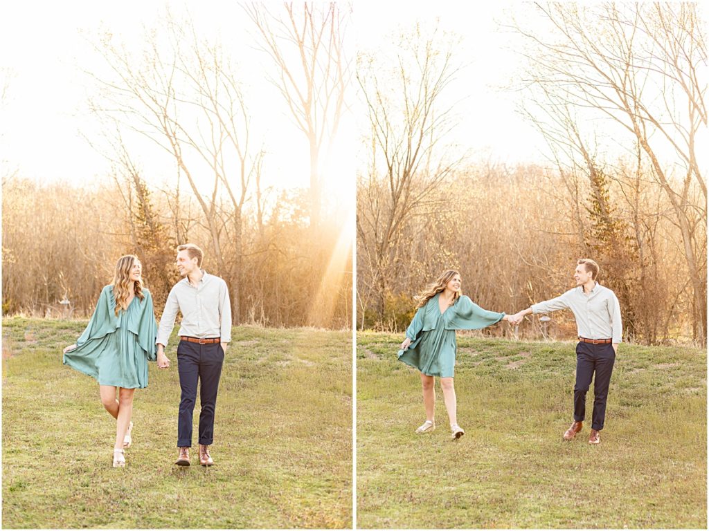 Collage of Jillian and Craig in a sunlit field