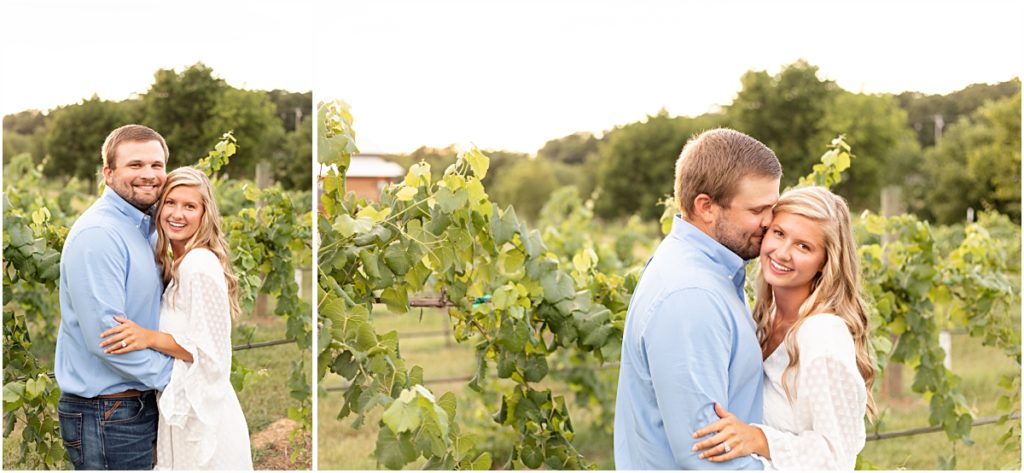 Remington and Jackson posing among the vineyard rows