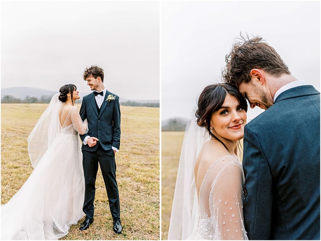 Emily and Lawrence hugging in a collage during Arkansas Elopement