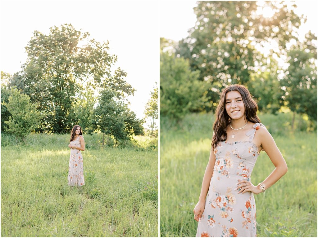 Collage of Madison standing in a field photograph taken by a Senior Photographer in Bentonville AR